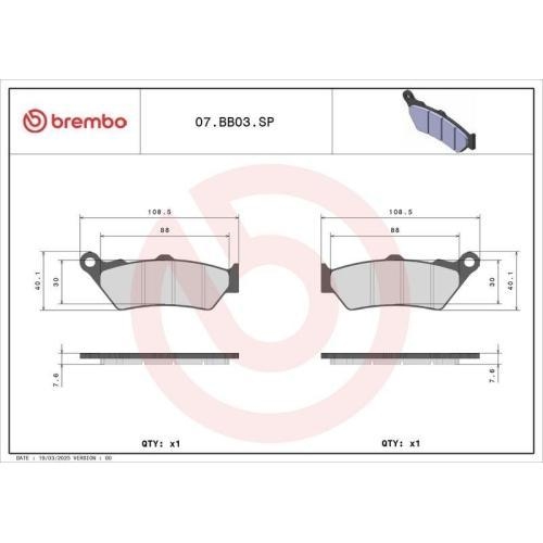 BREMBO Bremsbelagsatz, Scheibenbremse PRIME - Sinter - SP 07BB03SP