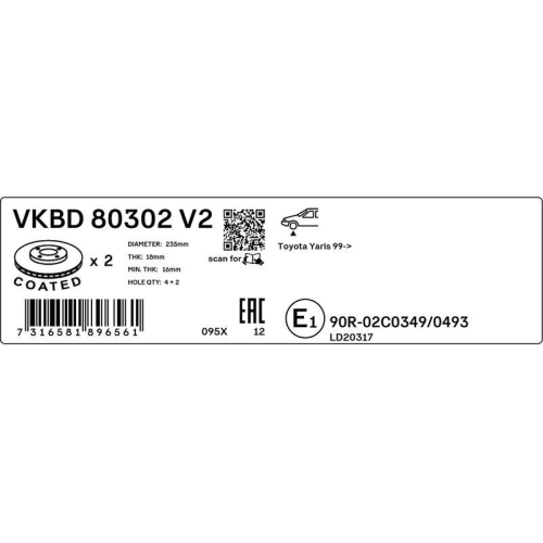 SKF Bremsscheibe VKBD 80302 V2