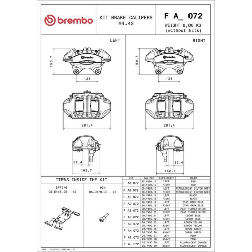 BREMBO Bremssattel XTRA LINE - X-Style F AC 072
