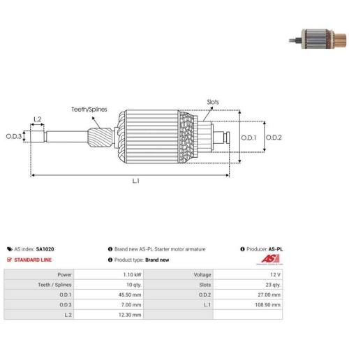 AS-PL Anker, Starter AS SA1020