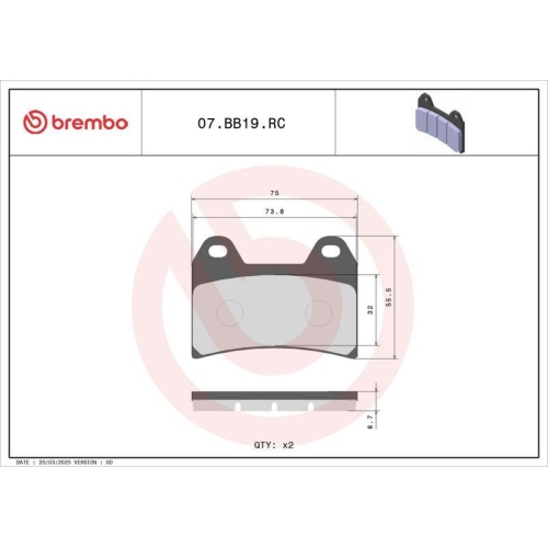 BREMBO Bremsbelagsatz, Scheibenbremse UPGRADE - CarbonCeramic - RC 07BB19RC