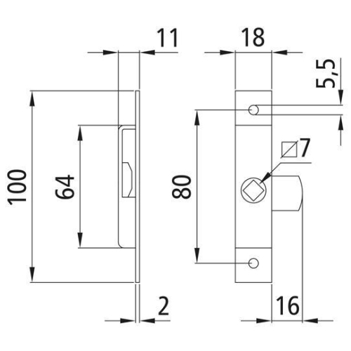 Zungenschloss 100 x 18 mm, verzinkt, beidseitig einsetzbar Suer 215102419