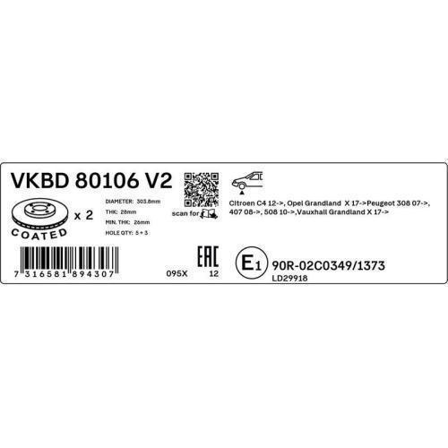 SKF Bremsscheibe VKBD 80106 V2