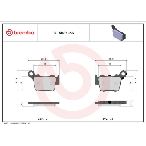 BREMBO Bremsbelagsatz, Scheibenbremse PRIME - Sinter - Genuine 07BB275A
