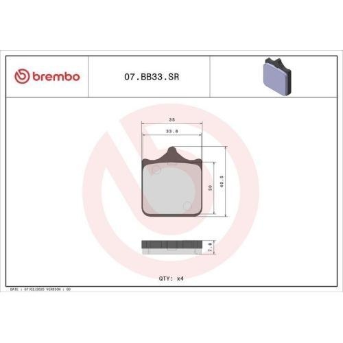 BREMBO Bremsbelagsatz, Scheibenbremse XTRA - Sinter - SR 07BB33SR