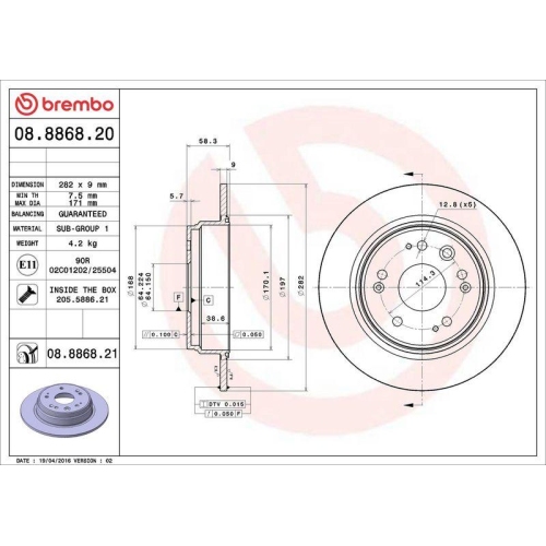 BREMBO Bremsscheibe PRIME LINE 08.8868.20