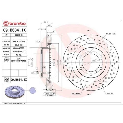 BREMBO Bremsscheibe XTRA LINE - Xtra 09.B634.1X