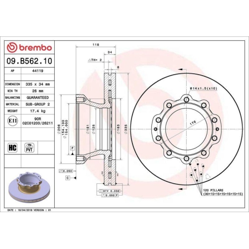 BREMBO Bremsscheibe PRIME LINE 09.B562.10