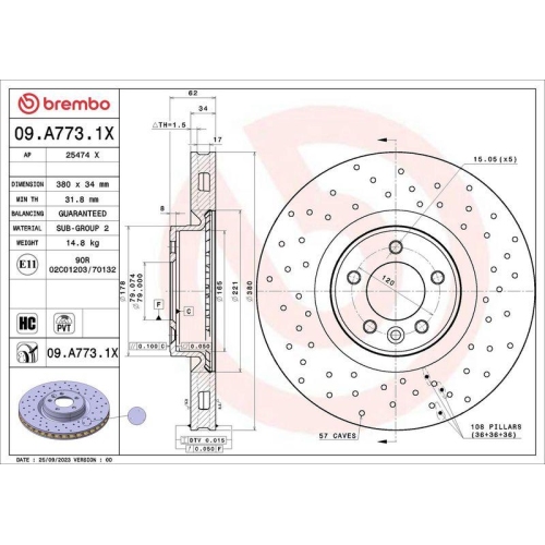 BREMBO Bremsscheibe XTRA LINE - Xtra 09.A773.1X