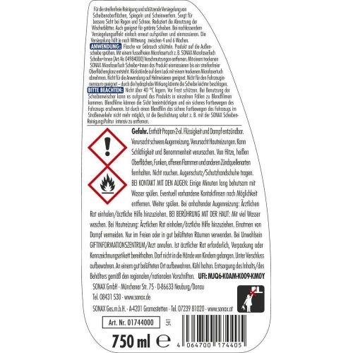 SONAX 750ml XTREME CERAMIC SCHEIBENKLAR 2 in 1 VERSIEGELUNG SCHEIBENREINIGER