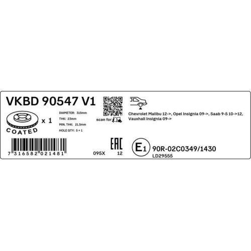 SKF Bremsscheibe VKBD 90547 V1