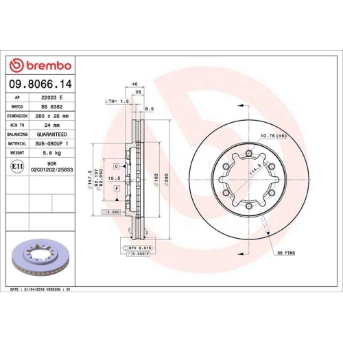 BREMBO Bremsscheibe PRIME LINE 09.8066.14