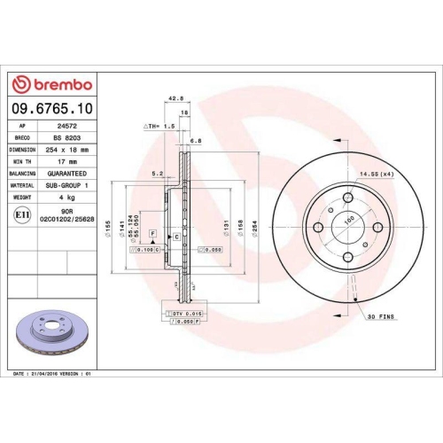 BREMBO Bremsscheibe PRIME LINE 09.6765.10