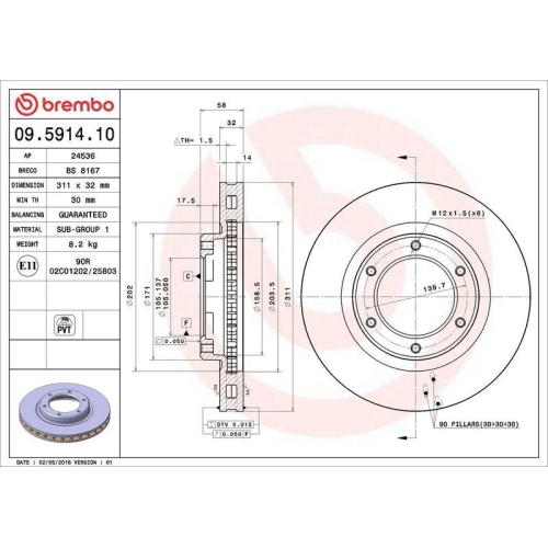 BREMBO Bremsscheibe PRIME LINE 09.5914.10