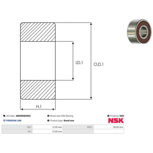 AS-PL Lager NSK ABE9008(NSK)
