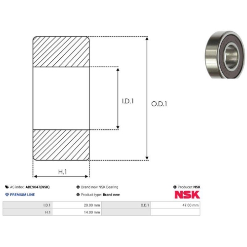 AS-PL Lager NSK ABE9047(NSK)
