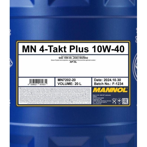 Motor&ouml;l Motoren&ouml;l Mannol 4-Takt Plus 10W-40 20 Liter Kanister MN7202-20
