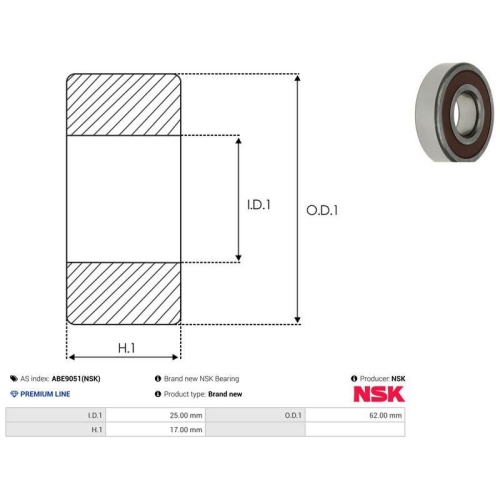AS-PL Lager NSK ABE9051(NSK)