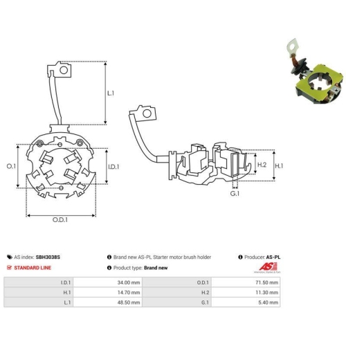 AS-PL Halter, Kohleb&uuml;rsten AS SBH3038S