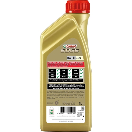 Motoröl Motorenöl CASTROL EDGE 0W40 A3/B4 1 Liter 15336D