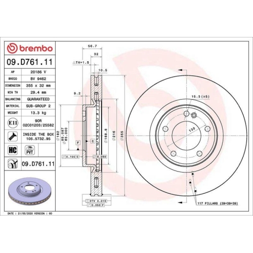 BREMBO Bremsscheibe PRIME LINE - UV Coated 09.D761.11
