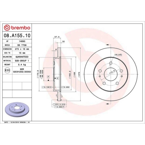 BREMBO Bremsscheibe PRIME LINE 08.A155.10