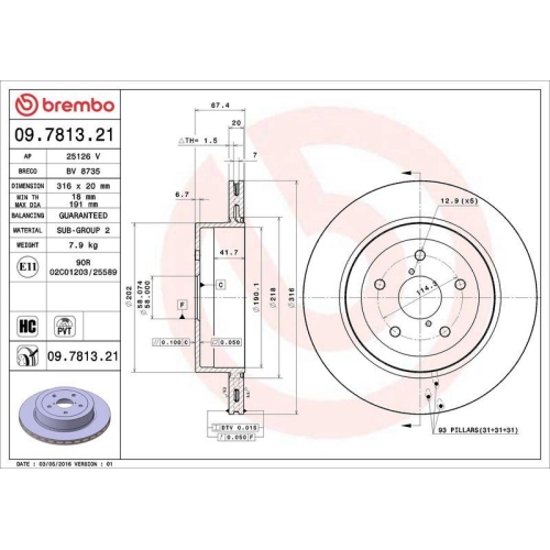 BREMBO Bremsscheibe PRIME LINE - UV Coated 09.7813.21