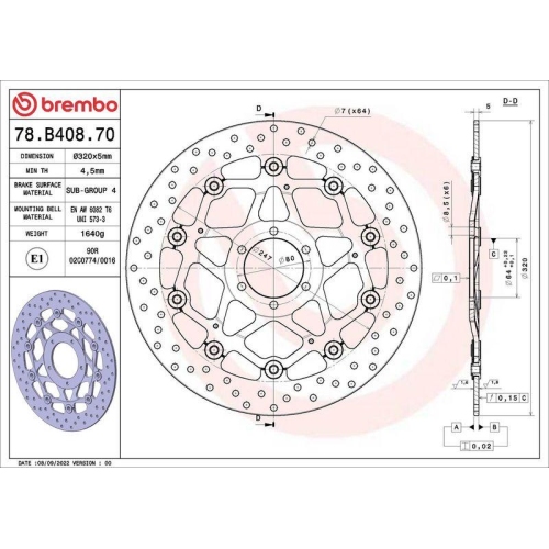 BREMBO Bremsscheibe PRIME - Serie-Oro - Floating Disc 78B40870