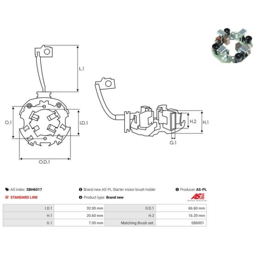AS-PL Halter, Kohleb&uuml;rsten AS SBH6017