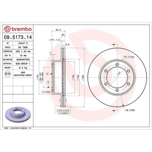 BREMBO Bremsscheibe PRIME LINE 09.5173.14