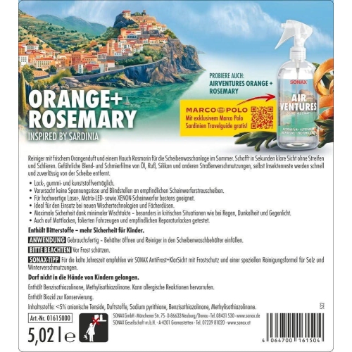SONAX Scheibenreiniger gebrauchsfertig Orange+Rosemary 5 Liter Klar 01615000