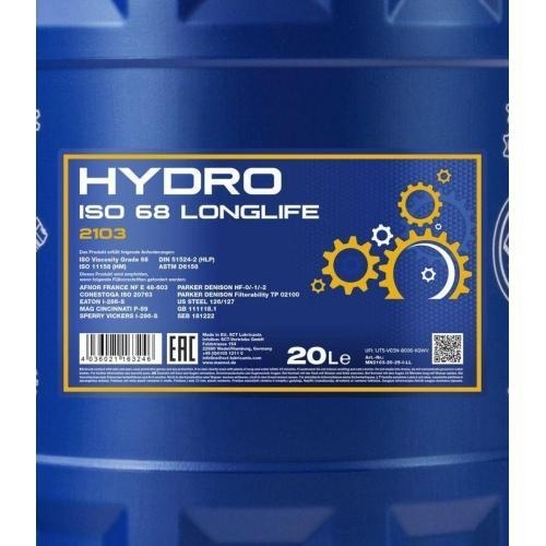 Hydraulik&ouml;l Mannol Hydro ISO 68 Longlife 20 Liter Kanister MN2103-20