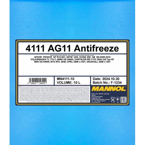 Mannol Antifreeze AG11 Frostschutz Konzentrat 10 Liter Kanister MN4111-10