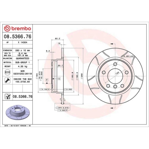 BREMBO Bremsscheibe XTRA LINE - Max 08.5366.76