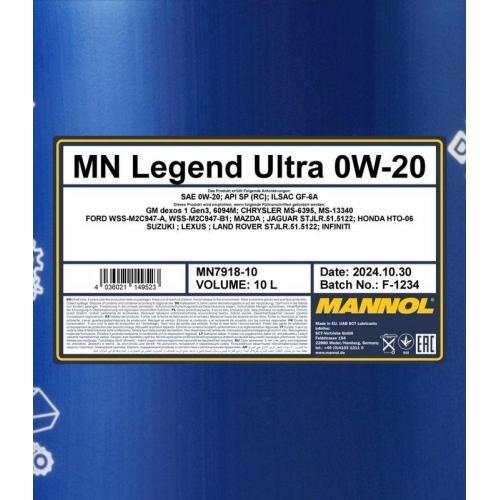 Motor&ouml;l Motoren&ouml;l Mannol Legend Ultra 0W-20 10 Liter Kanister MN7918-10