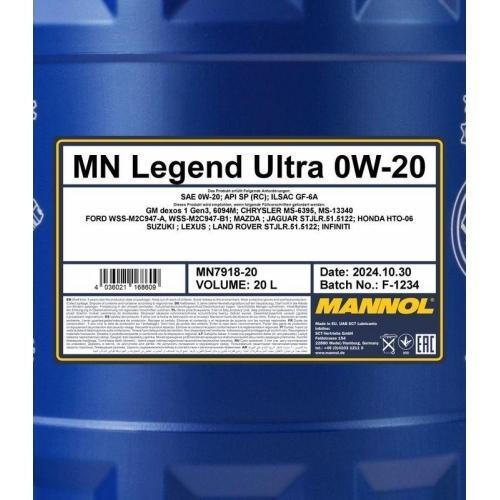 Motor&ouml;l Motoren&ouml;l Mannol Legend Ultra 0W-20 20 Liter Kanister MN7918-20
