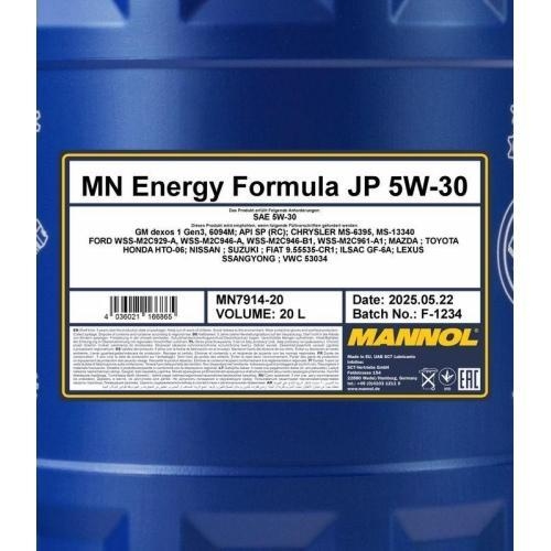 Motor&ouml;l Motoren&ouml;l Mannol Energy Formula JP 5W-30 20 Liter Kanister MN7914-20