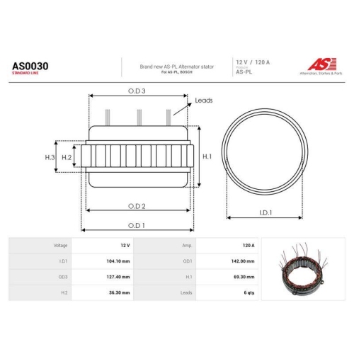 AS-PL Stator, Generator AS AS0030