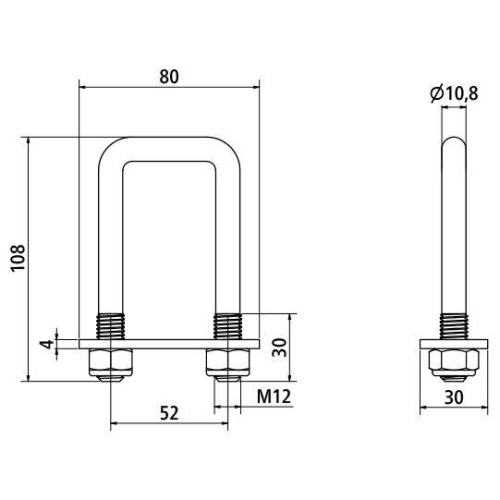 Zurrb&uuml;gel mit 2 Stoppmuttern M12, verzinkt Suer 295131663