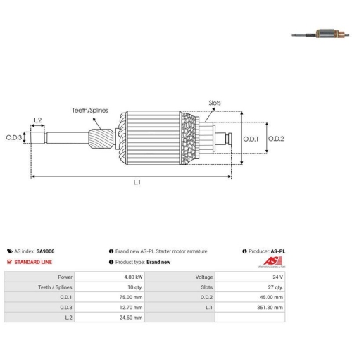 AS-PL Anker, Starter AS SA9006