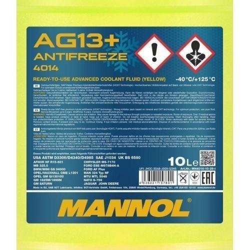 K&uuml;hlerfrostschutz MANNOL G13+ AG13+ K&uuml;hler -40&deg;C 10 Liter Gelb PKW MN4014-10