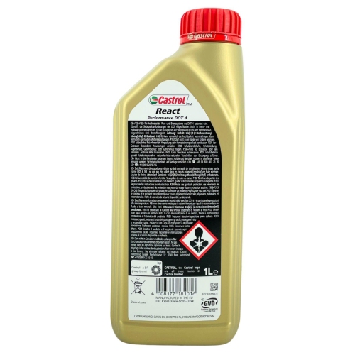 Castrol React Performance DOT 4 Bremsfl&uuml;ssigkeit ISO4925 SAE J1703 1Liter 15F270