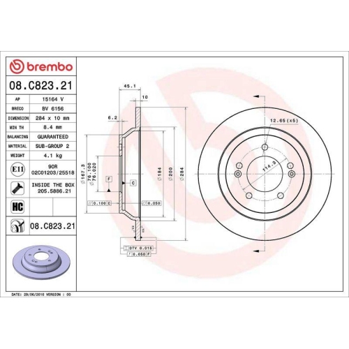 BREMBO Bremsscheibe PRIME LINE - UV Coated 08.C823.21