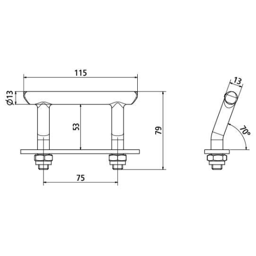 Zurrb&uuml;gel mit Lasche und 2 Stoppmuttern, verzinkt Suer 295132021