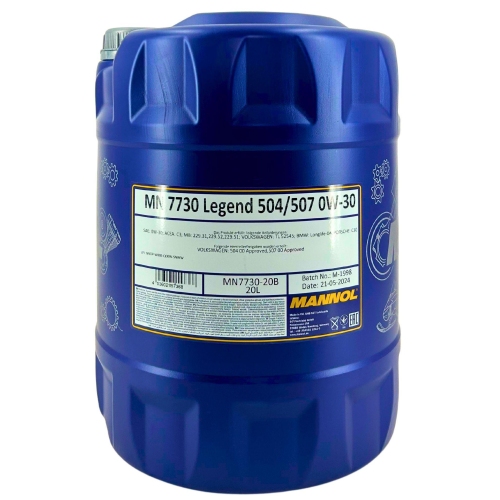 Motor&ouml;l Motoren&ouml;l Mannol Legend 504/507 0W-30 20 Liter Kanister MN7730-20