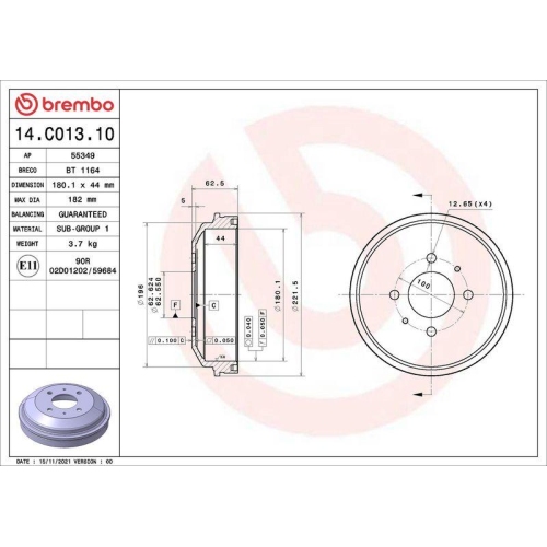 BREMBO Bremstrommel ESSENTIAL LINE 14.C013.10