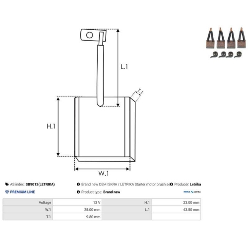 AS-PL Kohleb&uuml;rste, Starter Letrika SB9012(LETRIKA)
