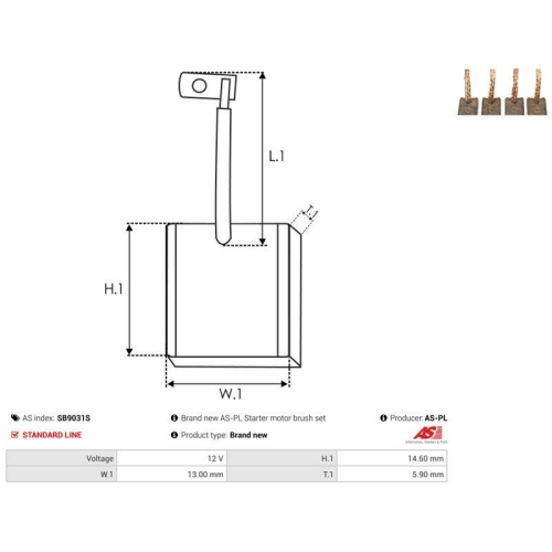 AS-PL Kohleb&uuml;rste, Starter AS SB9031S