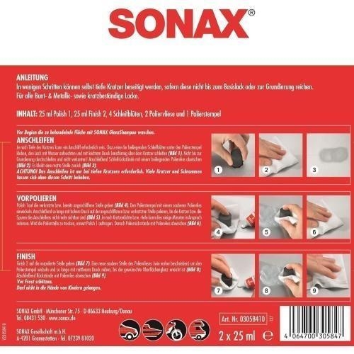 SONAX Aktionsset KratzerEntferner Lack 2 x 25 ml Schrammen aus Klarlack 03058410