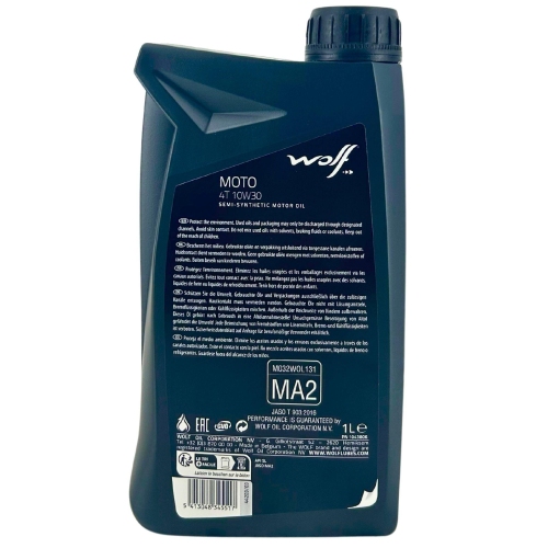 Motor&ouml;l Motoren&ouml;l Wolf Moto 4T 10W-30 4-Takt Motorrad 1 Liter Flasche 1043806